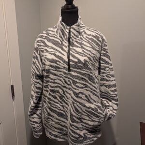 Tribal Men's Zebra Pattern Zip-Up Sweater